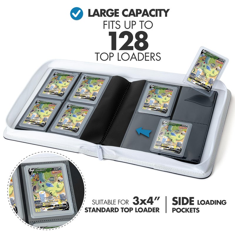 FunGuys Toploader Binder Trading Card Binder Storage 128 4 جيب علوي محمل مجموعة بوكيمون بيندر لمجلدات بطاقات Yugioh MTG TCG لبطاقات التداول - Image 2
