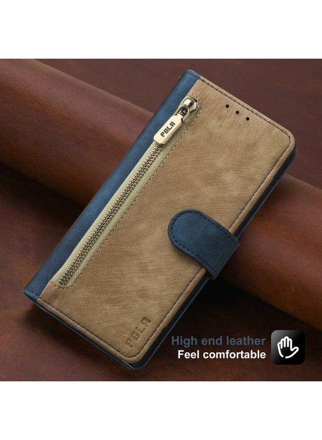 Pola Case For iPhone 15 Dual-color Zipper Wallet RFID Leather