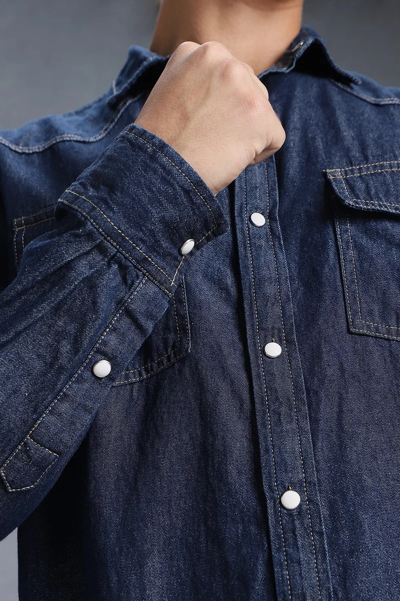 inkd Blue Men Classic Denim Shirt | Regular Fit for Men | Best Price UAE