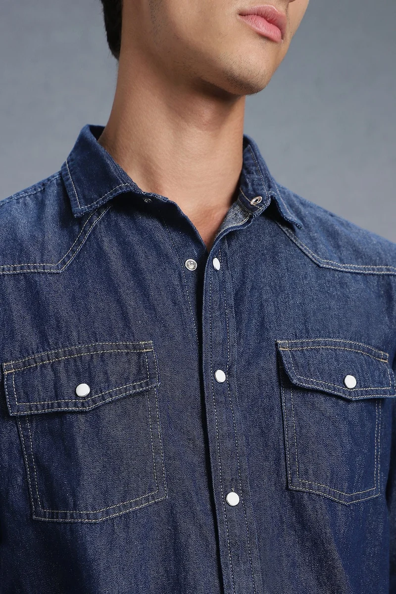 inkd Blue Men Classic Denim Shirt | Regular Fit for Men | Best Price UAE