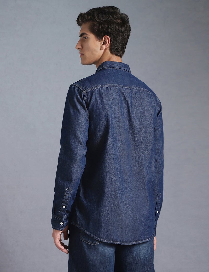 inkd Men's Full Sleeve Denim Shirt - Regular Fit Double Pocket Denim Shirts for Men Men's Casual Shirts - Image 3