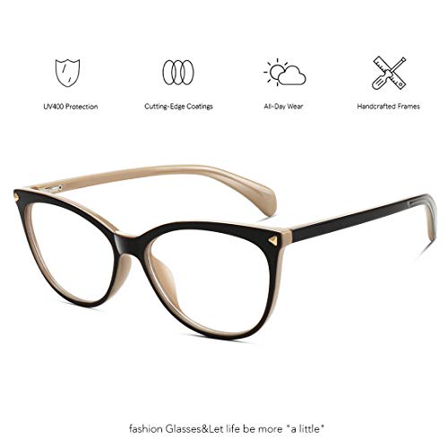 MEETSUN Non Prescription Glasses Frames For Women，Retro Cateye Fake Eyeglasses HD Clear Lens (Dark Brown Frame Clear Lens) - Image 3