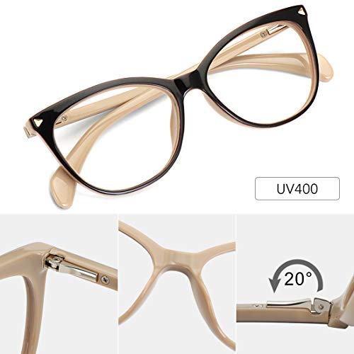 MEETSUN Non Prescription Glasses Frames For Women，Retro Cateye Fake Eyeglasses HD Clear Lens (Dark Brown Frame Clear Lens) - Image 4