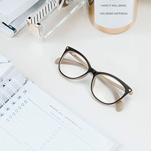 MEETSUN Non Prescription Glasses Frames For Women，Retro Cateye Fake Eyeglasses HD Clear Lens (Dark Brown Frame Clear Lens) - Image 2