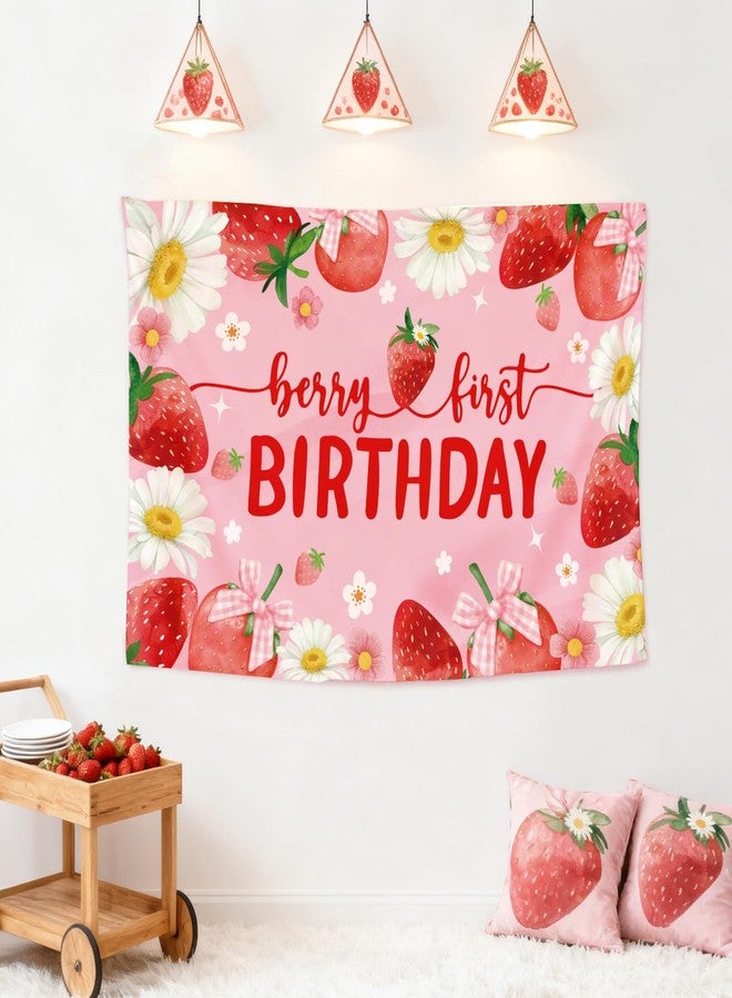 Strawberry Birthday Party Decorations for Girls Sweet one Birthday Decoration Backdrop for Berry First Birthday Party Supplies（5FT X 3FT） - Image 2