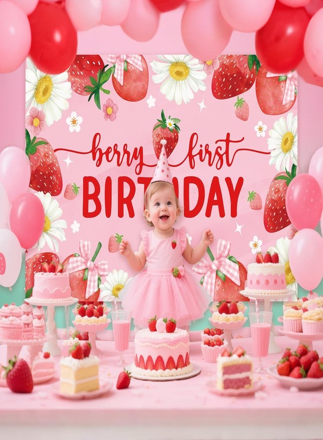 Strawberry Birthday Party Decorations for Girls Sweet one Birthday Decoration Backdrop for Berry First Birthday Party Supplies（5FT X 3FT） - Image 5