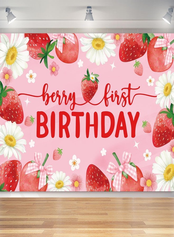 Strawberry Birthday Party Decorations for Girls Sweet one Birthday Decoration Backdrop for Berry First Birthday Party Supplies（5FT X 3FT） - Image 1