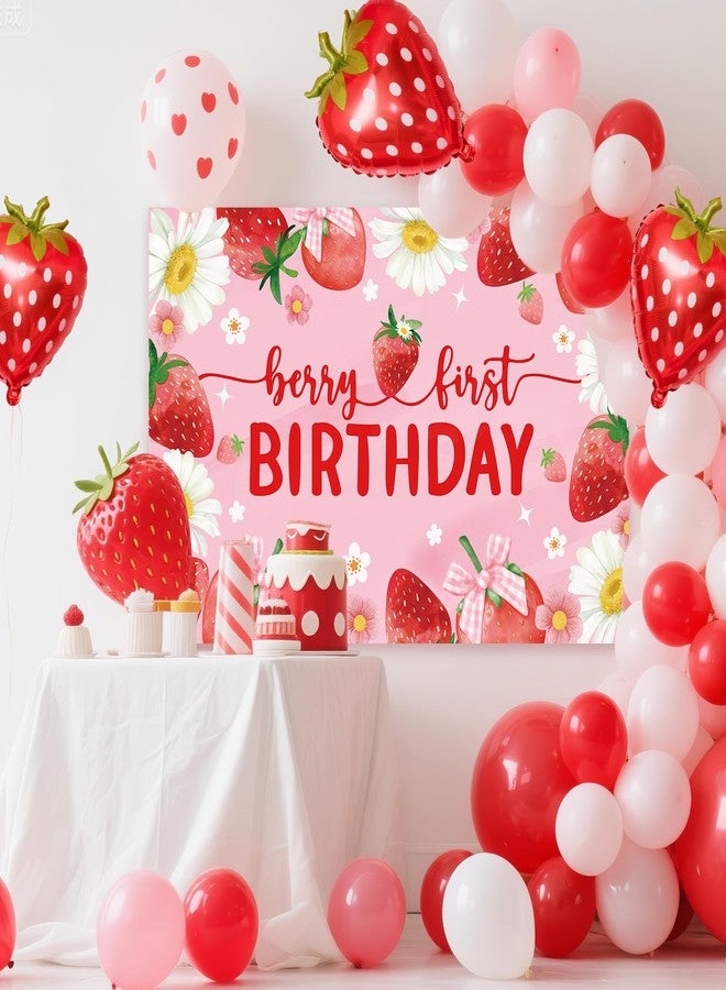 Strawberry Birthday Party Decorations for Girls Sweet one Birthday Decoration Backdrop for Berry First Birthday Party Supplies（5FT X 3FT） - Image 4