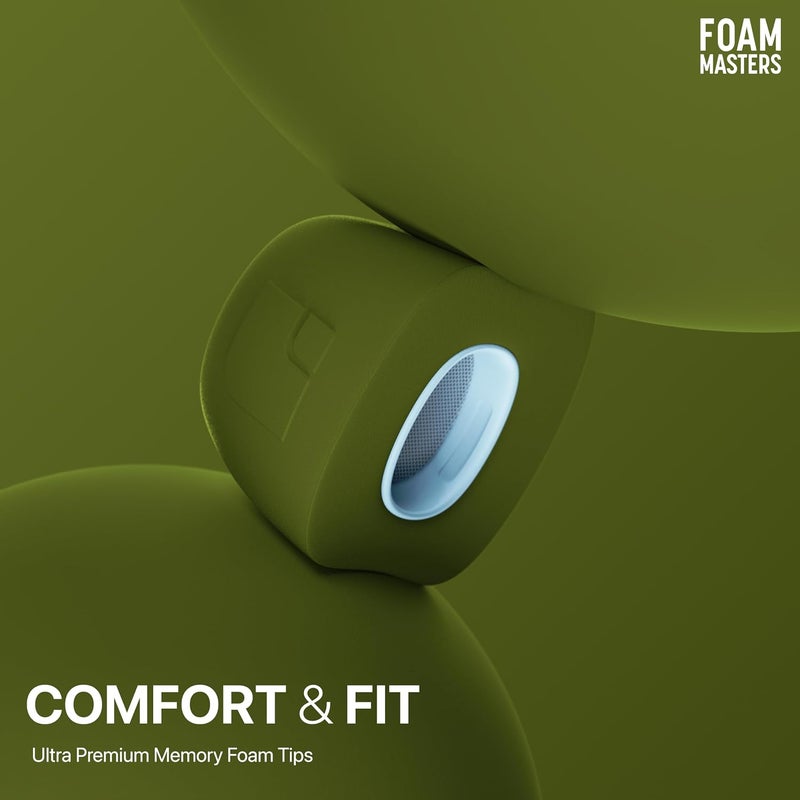 AutoLine Pro Foam Masters Ultra-Premium Memory Foam Ear Tips for AirPods Pro 1st & 2nd Gen | 3 Pairs | New Ver. | Secure Fit | Super Comfort | Better Noise Cancel | Replacement Buds (OD Green, Large) - Image 4