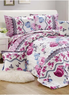 Moon 4Pieces Ultra Soft Winter Comforter Set Single Size 160x210cm Floral Printed Warm Bedding Sets Multicolor  - Image 1