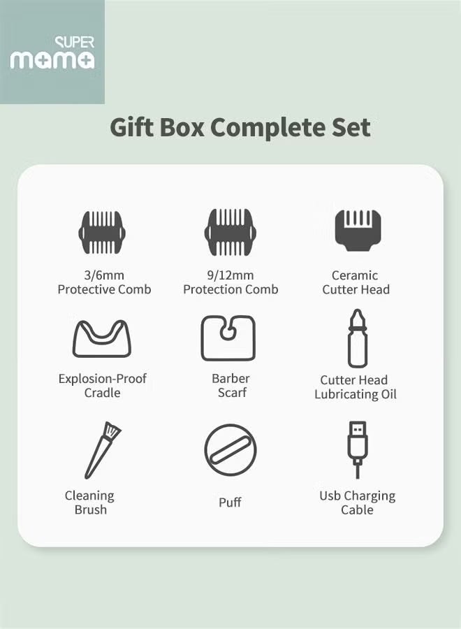 SUPERMAMA Baby Mute Electric Shaved Hair Clipper, Silent Haircut Trimmer For Kids and Toddlers, Charging Waterproof Low Vibration Machine about boy Hair's Cutting - Image 5