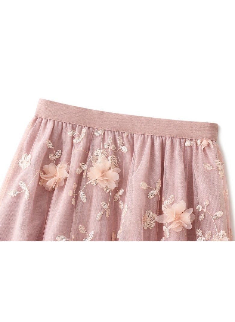 Loquat Women's Artistic Hhigh Waisted Long Skirt Pink  - Image 2