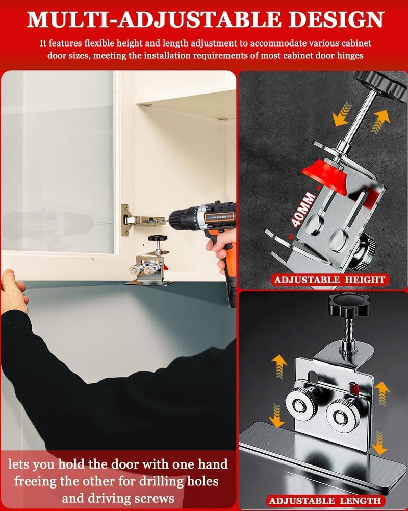 XSteez Cabinet Door Mounting Jig, Support Arm Installation Positioner, Adjustable Door Clamp - Image 5