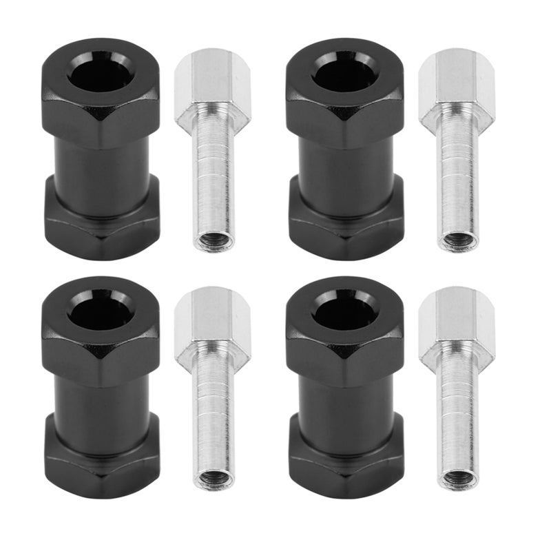 4pcs 12mm RC Hex Wheel Hub Metal Adapter for D90 AX10 CC01 SCX10 F350 Crawler (20mm Black) - Image 1