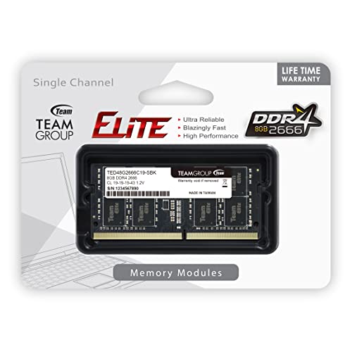 TEAMGROUP Elite DDR4 8GB Single 2666MHz PC4-21300 CL19 Unbuffered Non-ECC 1.2V SODIMM 260-Pin Laptop Notebook PC Computer Memory Module Ram Upgrade - TED48G2666C19-S01 - Image 4