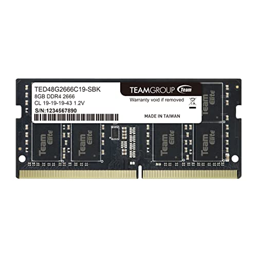 TEAMGROUP Elite DDR4 8GB Single 2666MHz PC4-21300 CL19 Unbuffered Non-ECC 1.2V SODIMM 260-Pin Laptop Notebook PC Computer Memory Module Ram Upgrade - TED48G2666C19-S01 - Image 1