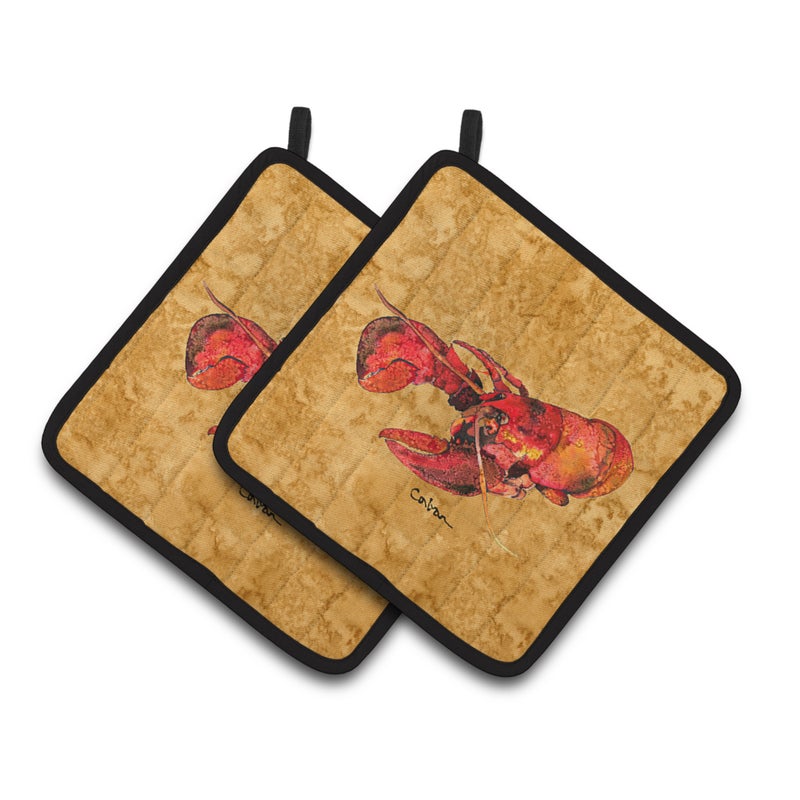 Caroline's Treasures ""Caroline's Treasures Lobster Pair of Pot Holders 8715PTHD  7.5HX7.5W  Multicolor"" 