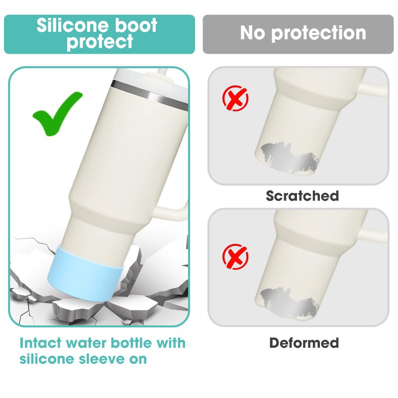 Airboat Upgrade 2PCS Protective Silicone Boot Bumper for Stanley Quencher Adventure 40oz 30oz IceFlow 20oz 30oz Tumbler, Water Bottle Bottom Sleeve Cover Accessories for Stanley Mug Cup(Pink) - Image 4