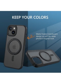 Rock Pow For iPhone 15 Case [360° Ring Stand] [Compatible with Magsafe] Shock Proof Drop Protection Slim Magnetic iPhone 15 Phone Case for Men Women-Easy-Relax Series  - Image 4