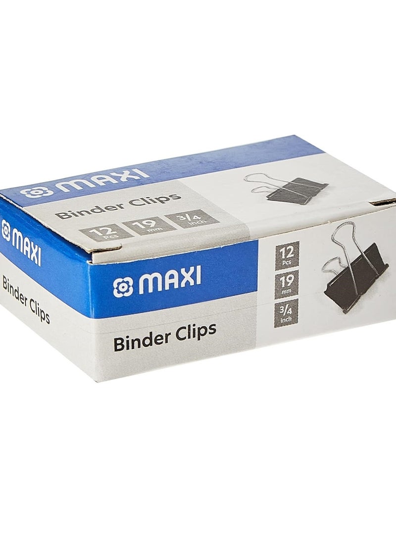 Maxi 12-Piece Binder Clips 19mm Size - Image 1