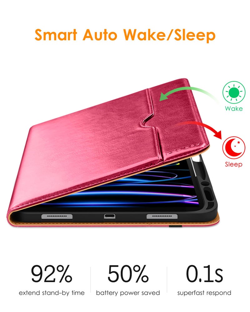DTTO for iPad Pro 12.9 6th / 5th / 4th / 3rd Generation Case 2022/2021/2020/2018, Leather Folio Stand Cover with Built-in Apple Pencil Holder -Auto Wake/Sleep and Multi Viewing Angles, Peach - Image 5