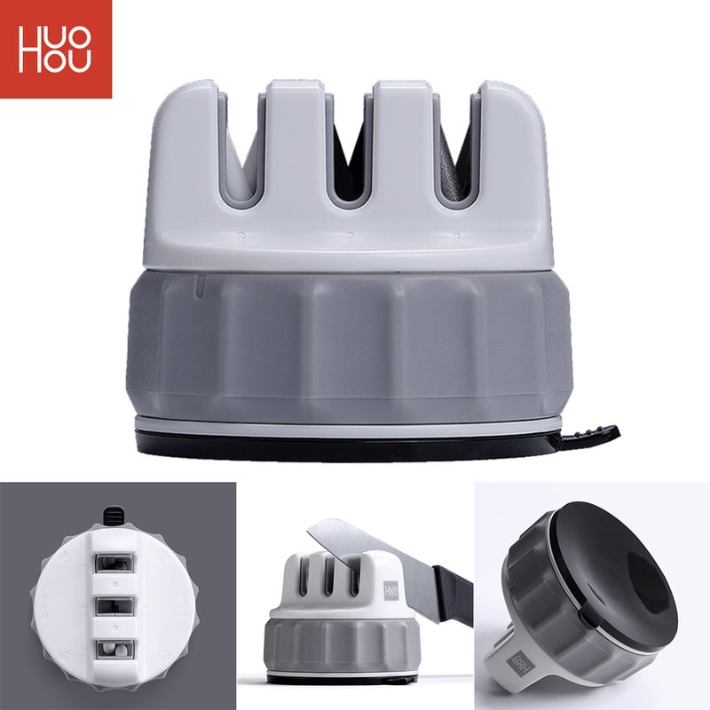 HUOHOU Premium Quality Knife Sharpener 3 Stage Stainless Steel Ceramic and Tungsten Sharpening Machine for Knives Easy Manual Sharpening - Image 2