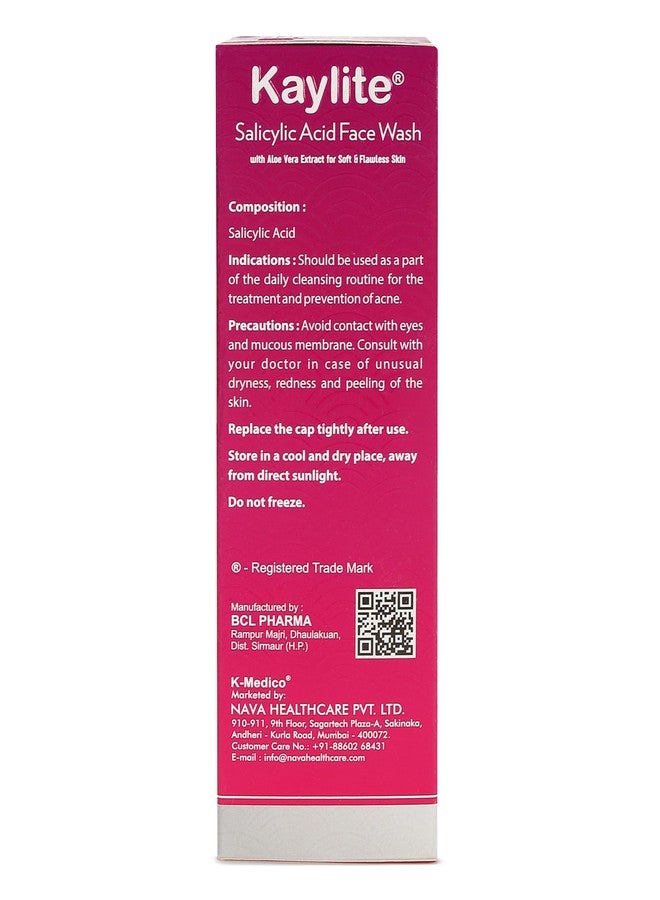 Kaylite Salicylic Acid Face Wash with Aloe Vera Extract for Soft and Flawless Skin (pack of 3) 180 ml - Image 2