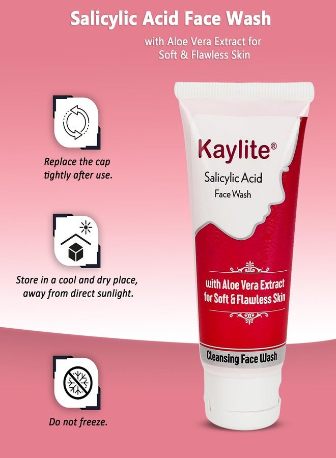Kaylite Salicylic Acid Face Wash with Aloe Vera Extract for Soft and Flawless Skin (pack of 3) 180 ml - Image 3