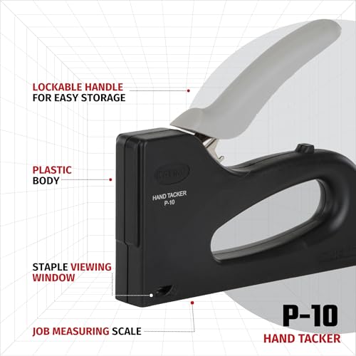 Kaymo P-10 Hand Tacker | Lightweight 180g Stapler Tool | Plastic Body | Uses 23 Series Staples | Lockable Handle | Staple Viewing Window | DIY Multipurpose Use | Job Measuring Scale | Easy Loading - Image 2