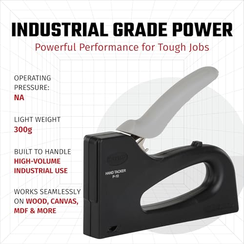 Kaymo P-10 Hand Tacker | Lightweight 180g Stapler Tool | Plastic Body | Uses 23 Series Staples | Lockable Handle | Staple Viewing Window | DIY Multipurpose Use | Job Measuring Scale | Easy Loading - Image 4