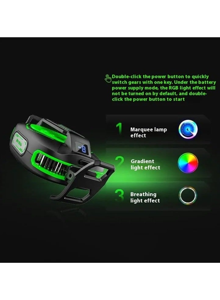 IBDA Mobile Gaming Cooling Fan, ICE Maker Cooler, RGB LED Light, 3000mAh External Battery, Temperature Display, Phone Game Cooler, Live Streaming Radiator, Black/Green - Image 5