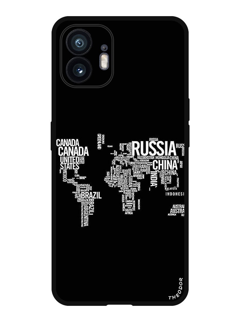 Theodor Protective Case Anti Scratch Shock Proof Bumper Cover For Nothing Phone (2) Written World Map - Image 1
