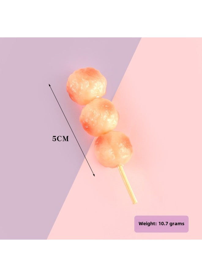 Generic - PVC Simulation Food Keychain Fun Squid Whisker Gluten Corn Barbecue String Toy Funny Food Play Model-Color:Meatball String-Model - Image 1