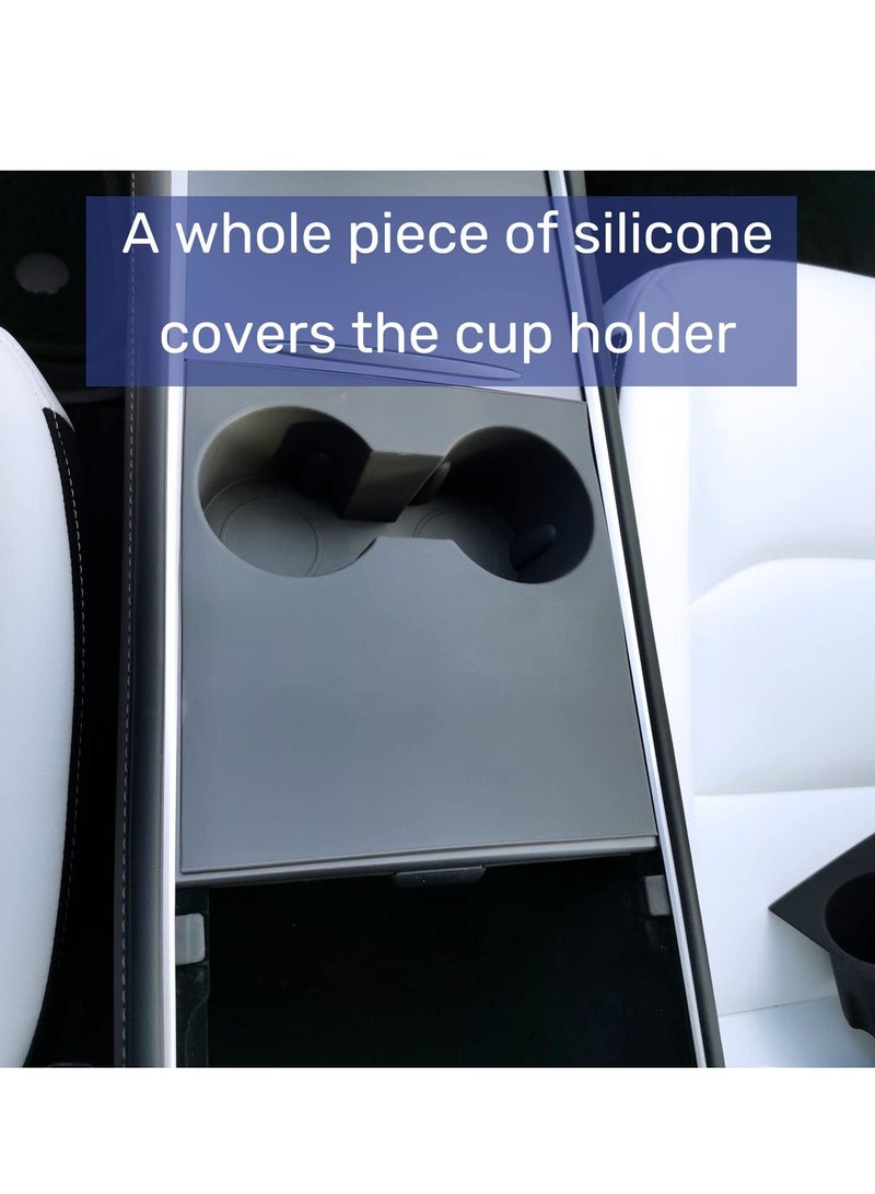 SYOSI Silicone Cup Holder Center Console Cover for Tesla Model 3 Y 2021-2023, Interior Center Console Accessory - Image 2