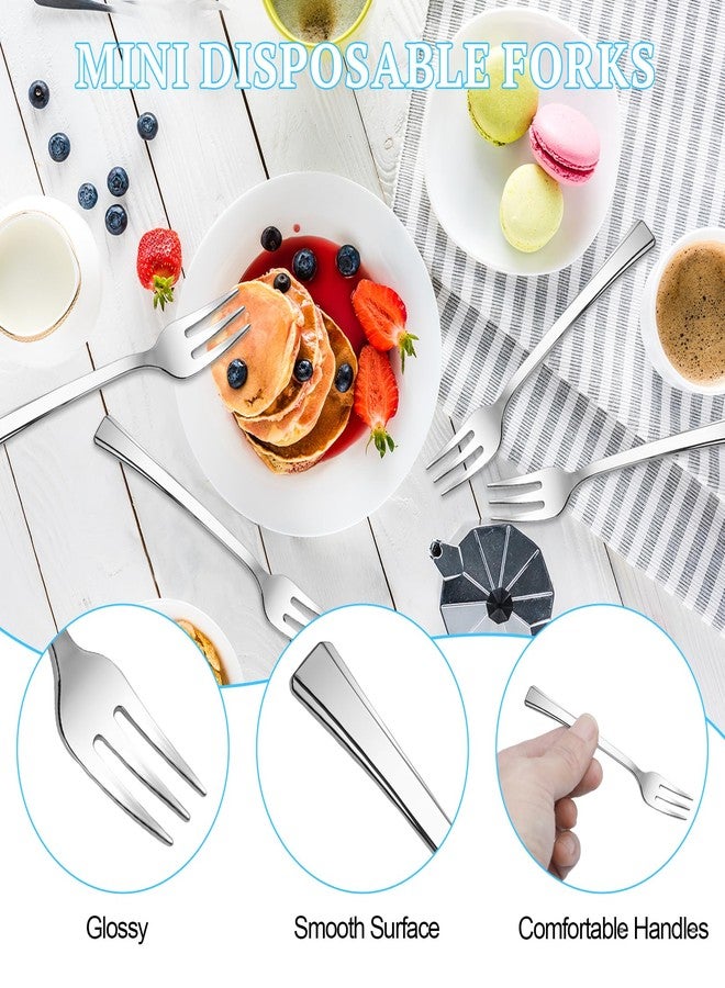 Dyrfolm 200 PCS Plastic Mini Forks,4.5 Inch Silver Plastic Forks,Mini Tasting Fork,Disposable Appetizer Fork for Parties, Tastings, Picnics, Cocktail Events - Image 4