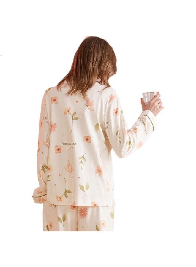 Fenton Women'S Autumn Cotton 5A Antibacterial Pajamas Set With Chest Pad Cardigan Home Wear - Image 3