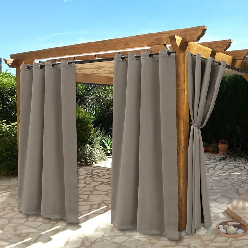 BONZER Waterproof IndoorOutdoor Curtains for Patio  Thermal Insulated Sun Blocking Grommet Blackout Curtains for Bedroom Porch Living Room Pergola Cabana 2 Panels 52 x 95 inch Vintage Linen