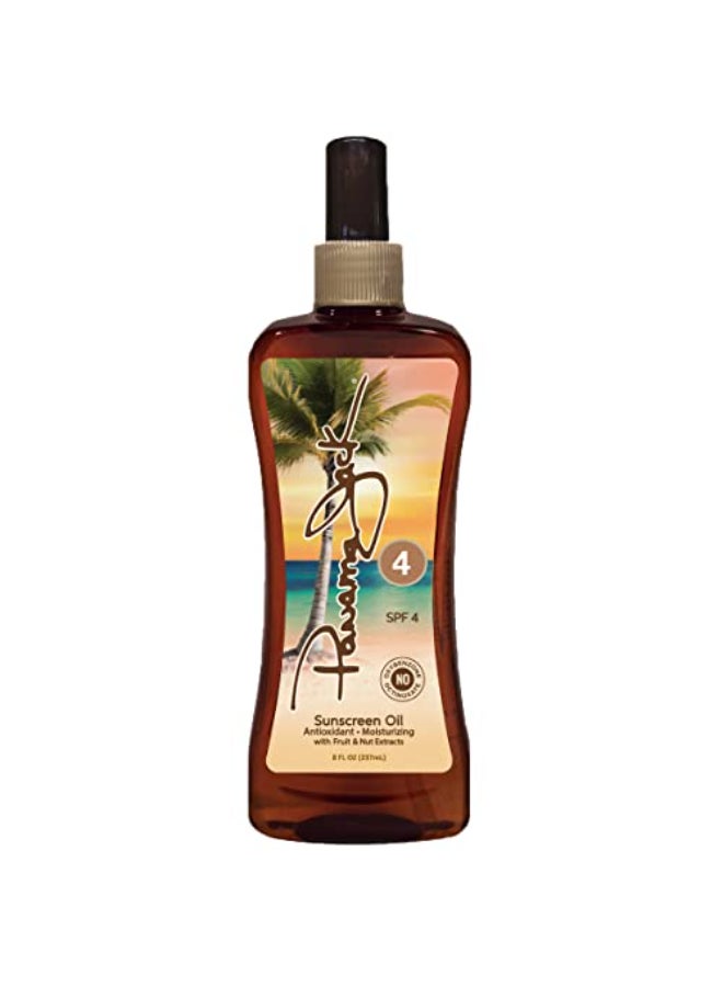 Panama Jack Sunscreen Tanning Oil SPF 4 PABA Paraben Gluten Cruelty Free Antioxidant Formula with Exotic Oils and Fruit Nut Extracts 8 FL OZ - Image 1