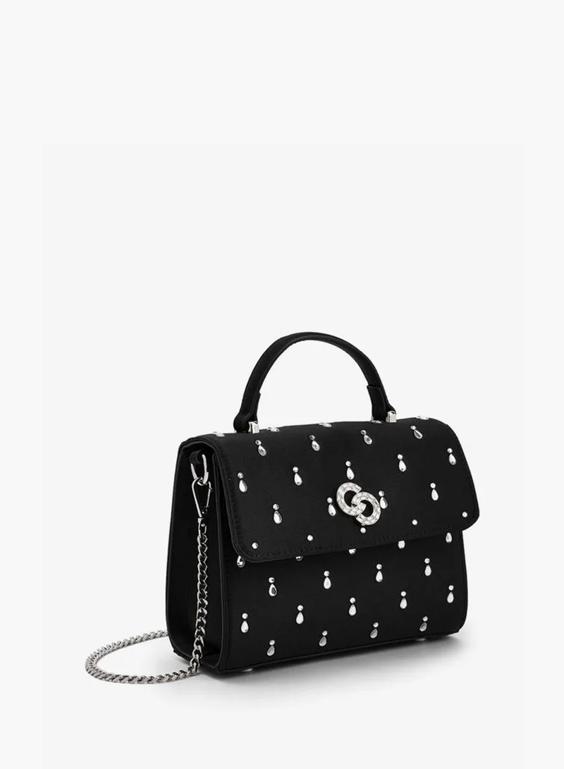 Celeste BLACK Embellished Satchel Bag With Chain Strap for Women | Best Price UAE