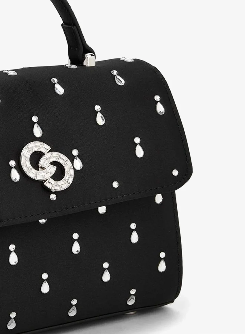 Celeste BLACK Embellished Satchel Bag With Chain Strap for Women | Best Price UAE