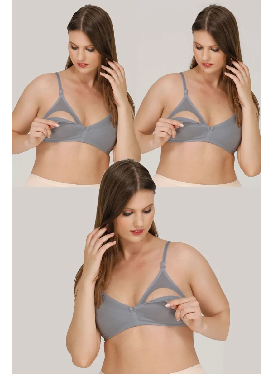 Par Lingerie 3-Piece Nursing Bra Gray