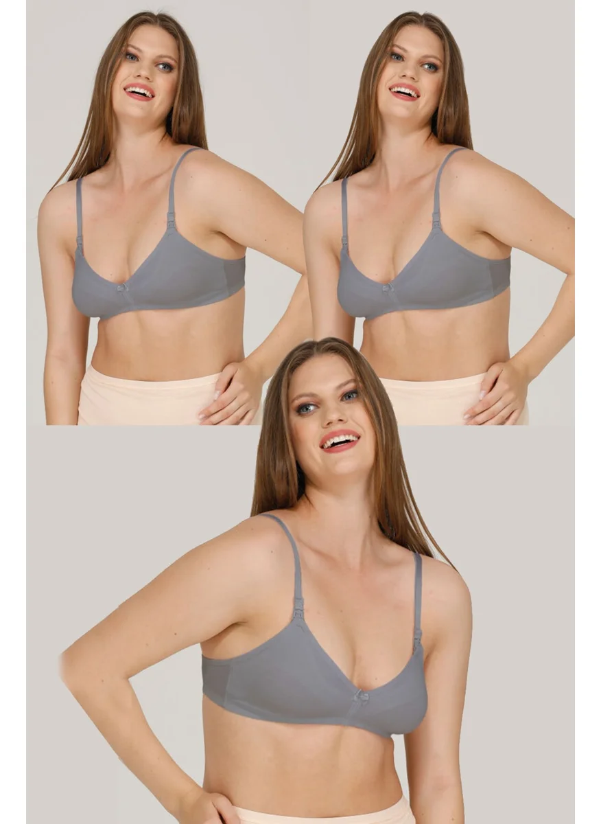 Par Lingerie 3-Piece Nursing Bra Gray