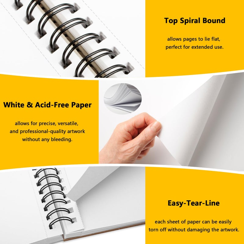WINNER 9" x 12" Sketch Book 4 Pack, 400 Sheets Spiral Bound Art Sketchbook, 68lb/100gsm White Acid Free Drawing Pad, Sketching Drawing Writing Sketch Pad, Art Supplies for School, Kids, Adults &Teens - Image 3