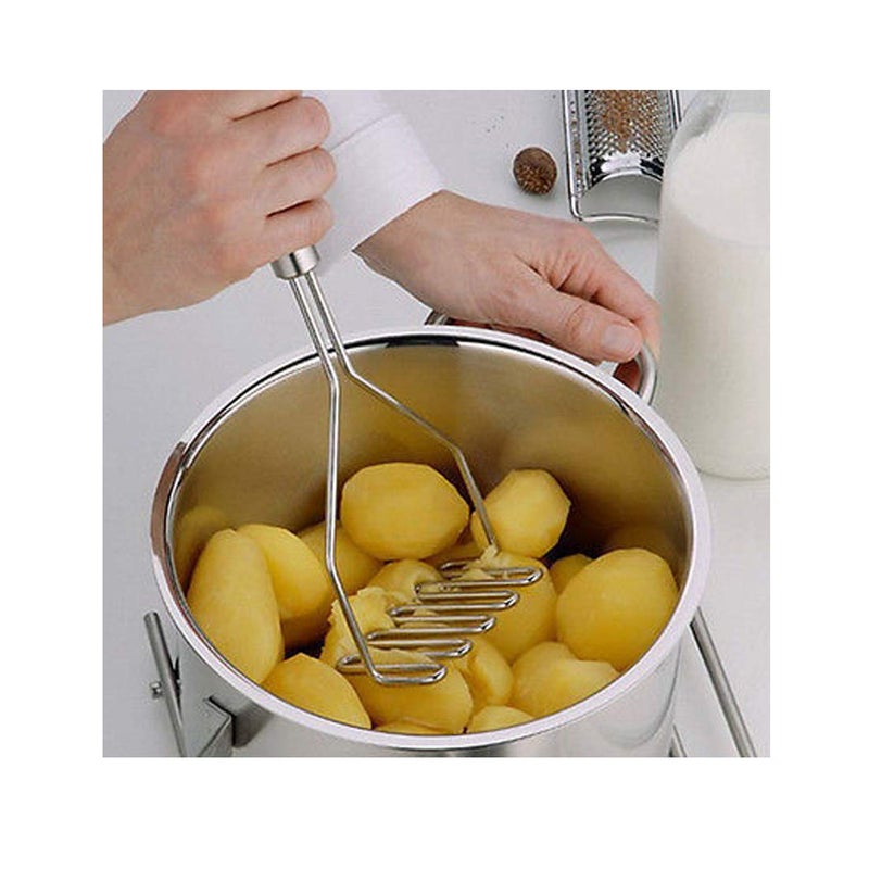 JISUN JISUN Stainless Steel Egg WhiskEgg Beater Potato MasherPav Bhaji Masher Silver Kitchen Tool Set  - Image 2