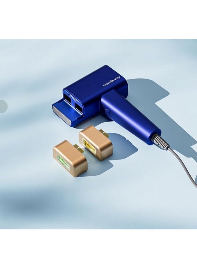 KinseiBeauty The KinseiBeauty T16 home laser hair removal device is blue and comes with two lenses for wider coverage and effective results (HR+SR). It features two lenses for ease of use and wider coverage. Safe for home use. - Image 1