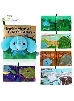 Generic Baby Tear Not Rip Early Teaching Baby Cloth Book Washable Bite Not Rip Animal Elephant Cloth Book Stereo Toy-Color:Elephant Liam Guess The Cloth Book (boxed)  - Image 2