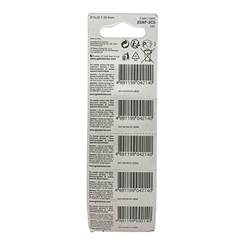 GP Batteries 23AE A23 12v Alkaline Batteries (Pack of 5) - Image 2