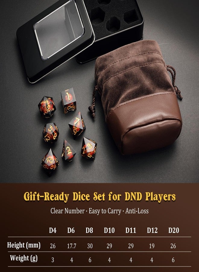 MoKo Liquid Core DND Dice Set 7PCS, Sharp Edge Resin Polyhedral D&D Dice with Gift Box, Compatible with Dungeons and Dragons RPG Role Playing Games, D20 D12 D10 D8 D6 D4 D% (Black + Gold) - Image 4