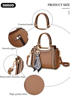 DUNISO Women's Fashion Handbag Faux Leather Crossbody Bag For Women Large Capacity Bow Trim Tote Bags Top Handle Satchel Fashionable Travel Shoulder Bag For Ladies  - Image 2