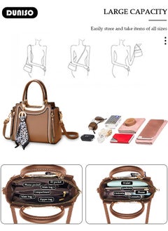 DUNISO Women's Fashion Handbag Faux Leather Crossbody Bag For Women Large Capacity Bow Trim Tote Bags Top Handle Satchel Fashionable Travel Shoulder Bag For Ladies  - Image 3